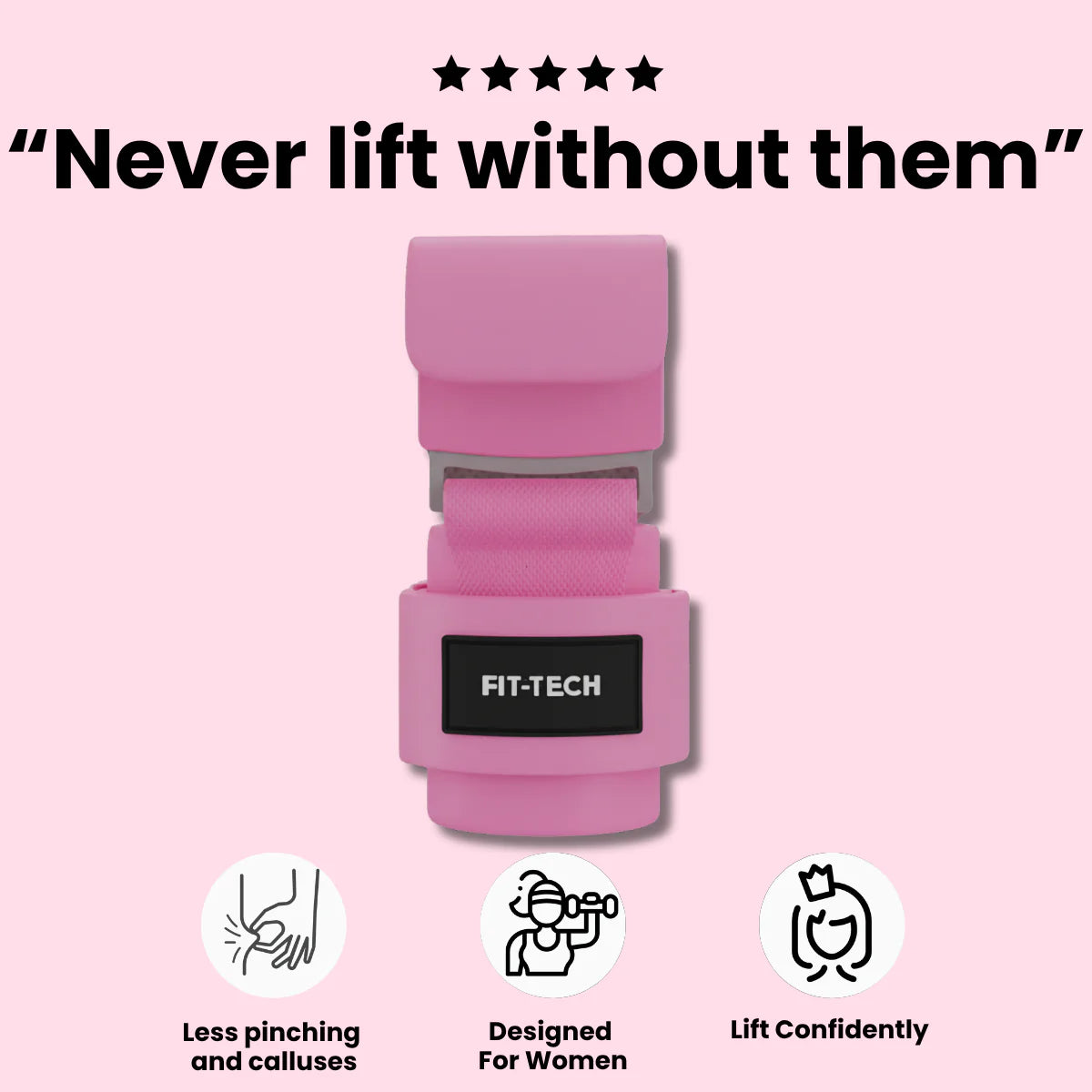 Pink Power Hooks - Lift Heavier Without Your Grip Giving Out
